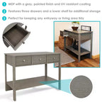 Sunnydaze – Console d'entrée d'intérieur en MDF avec 3 tiroirs – 76 cm H – Gris tonnerre