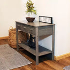 Sunnydaze – Console d'entrée d'intérieur en MDF avec 3 tiroirs – 76 cm H – Gris tonnerre