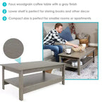 Sunnydaze Table Basse d'Intérieur en MDF avec Étagère Inférieure - 40,6 cm H - Gris Tonnerre