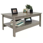 Sunnydaze Table Basse d'Intérieur en MDF avec Étagère Inférieure - 40,6 cm H - Gris Tonnerre