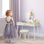 Costway Coiffeuse Enfant Table de Maquillage & Chaise Ensemble de Jeu pour Enfants
