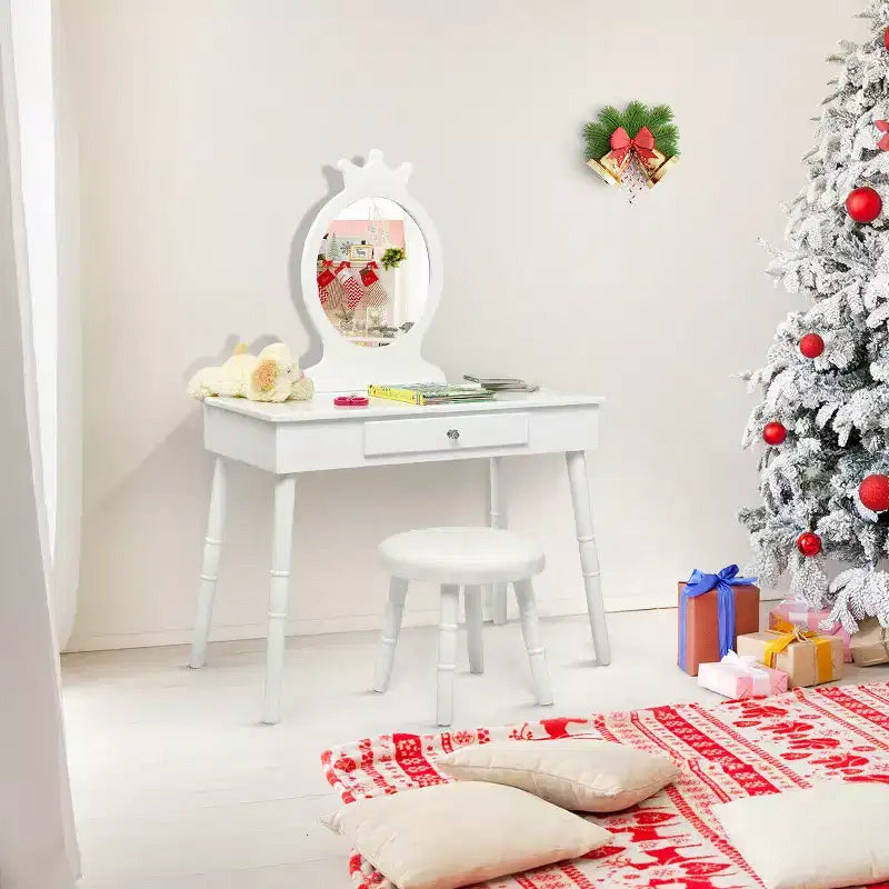 Costway Coiffeuse Enfant Table de Maquillage & Chaise Ensemble de Jeu pour Enfants
