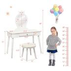 Costway Coiffeuse Enfant Table de Maquillage & Chaise Ensemble de Jeu pour Enfants