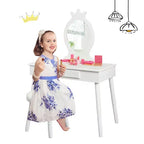 Costway Coiffeuse Enfant Table de Maquillage & Chaise Ensemble de Jeu pour Enfants