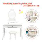 Costway Coiffeuse Enfant Table de Maquillage & Chaise Ensemble de Jeu pour Enfants