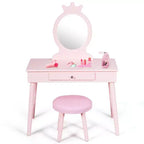 Costway Coiffeuse Enfant Table de Maquillage & Chaise Ensemble de Jeu pour Enfants