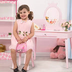 Costway Coiffeuse Enfant Table de Maquillage & Chaise Ensemble de Jeu pour Enfants