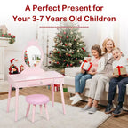 Costway Coiffeuse Enfant Table de Maquillage & Chaise Ensemble de Jeu pour Enfants