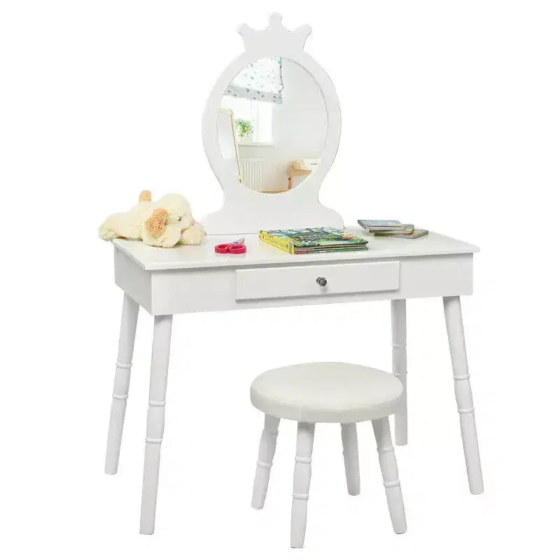 Costway Coiffeuse Enfant Table de Maquillage & Chaise Ensemble de Jeu pour Enfants