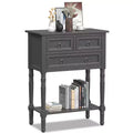 Costway Console Entryway Table w/ 3 Drawers Open Shelf for Hallway Living room Dark Grey