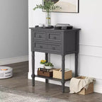 Console d'entrée Costway avec 3 tiroirs et étagère ouverte pour couloir et salon Gris foncé