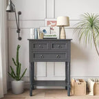Console d'entrée Costway avec 3 tiroirs et étagère ouverte pour couloir et salon Gris foncé