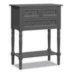Console d'entrée Costway avec 3 tiroirs et étagère ouverte pour couloir et salon Gris foncé
