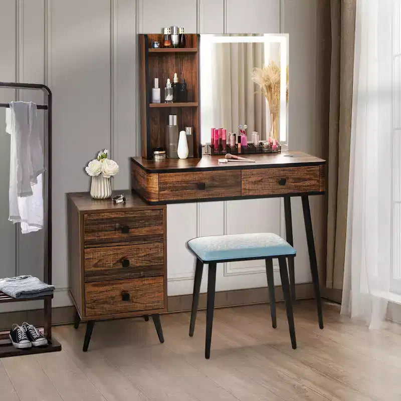Coiffeuse Costway avec miroir éclairé dimmable 3 modes d'éclairage