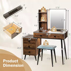 Coiffeuse Costway avec miroir éclairé dimmable 3 modes d'éclairage