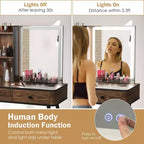 Coiffeuse Costway avec miroir éclairé dimmable 3 modes d'éclairage