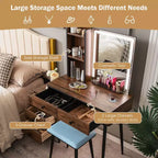 Coiffeuse Costway avec miroir éclairé dimmable 3 modes d'éclairage