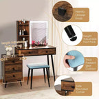 Coiffeuse Costway avec miroir éclairé dimmable 3 modes d'éclairage