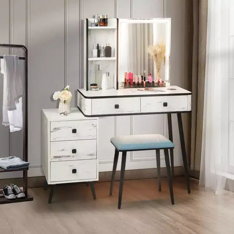Coiffeuse Costway avec miroir éclairé dimmable 3 modes d'éclairage