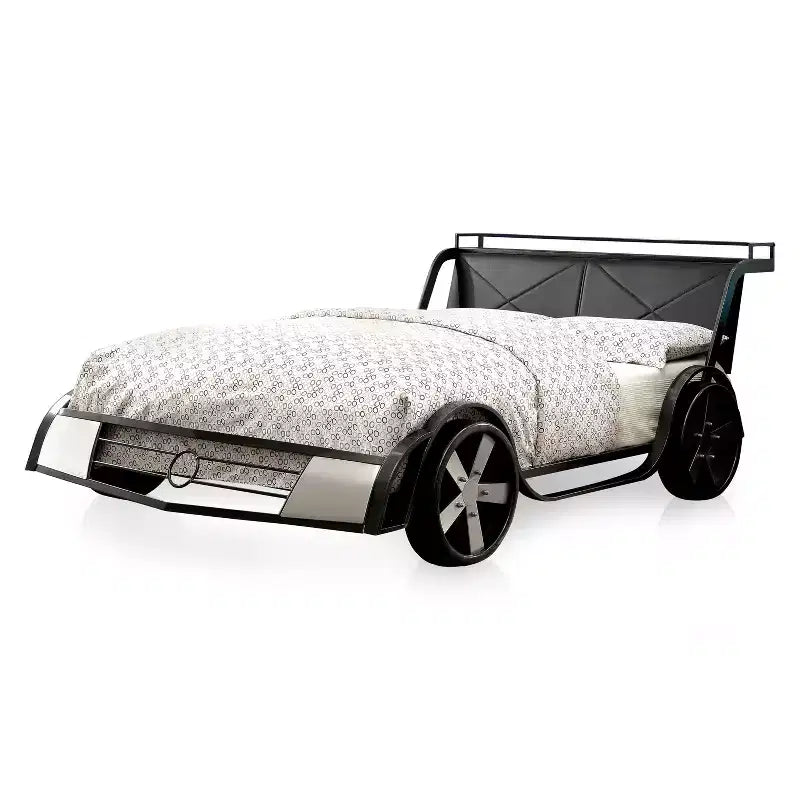 Wapiti Racer Car Youth Bed Silver/Gun Metal - miBasics