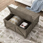 Table basse carrée Pershins Farmhouse avec rangement - HOMES: Inside + Out