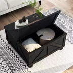 Table basse carrée Pershins Farmhouse avec rangement - HOMES: Inside + Out