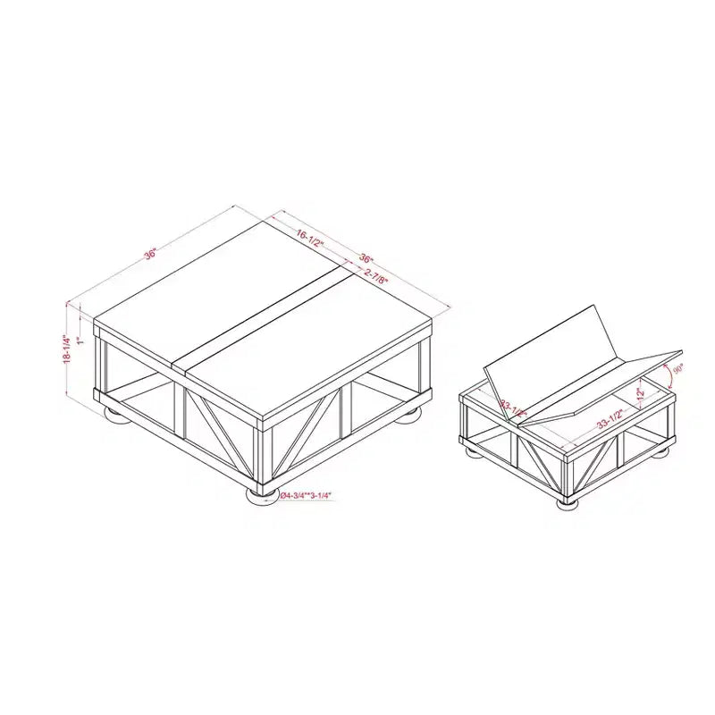 Table basse carrée Pershins Farmhouse avec rangement - HOMES: Inside + Out