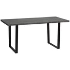 HOMCOM 63 Wavy-Edge Modern Dining Table for 6 People, Wooden Kitchen Table with Steel Legs, Rectangle Dinner Table with Strong Metal Base, Gray