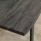 HOMCOM Table à manger moderne à bords ondulés 63 po pour 6 personnes, Table de cuisine en bois avec pieds en acier, Table de salle à manger rectangulaire avec base métallique solide, Gris