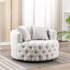 Fauteuil rond pivotant et demi rembourré, capitonné, entièrement assemblé, de 108 cm de large – Kinwell