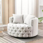 Fauteuil rond pivotant et demi rembourré, capitonné, entièrement assemblé, de 108 cm de large – Kinwell
