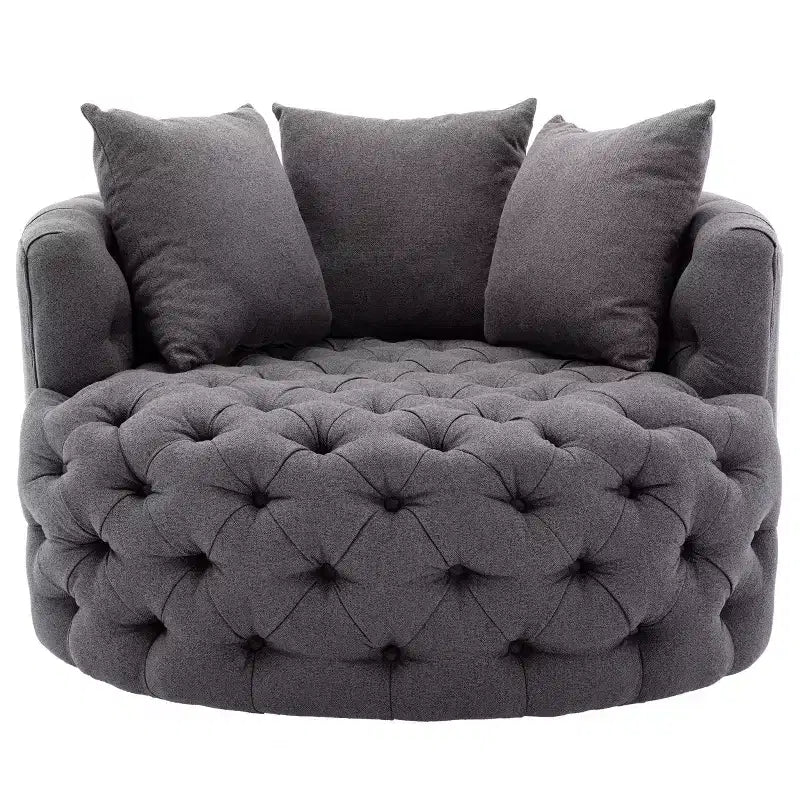 Fauteuil rond pivotant et demi rembourré, capitonné, entièrement assemblé, de 108 cm de large – Kinwell