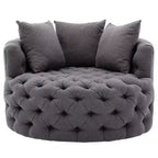 Fauteuil rond pivotant et demi rembourré, capitonné, entièrement assemblé, de 108 cm de large – Kinwell