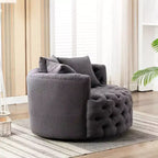 Fauteuil rond pivotant et demi rembourré, capitonné, entièrement assemblé, de 108 cm de large – Kinwell