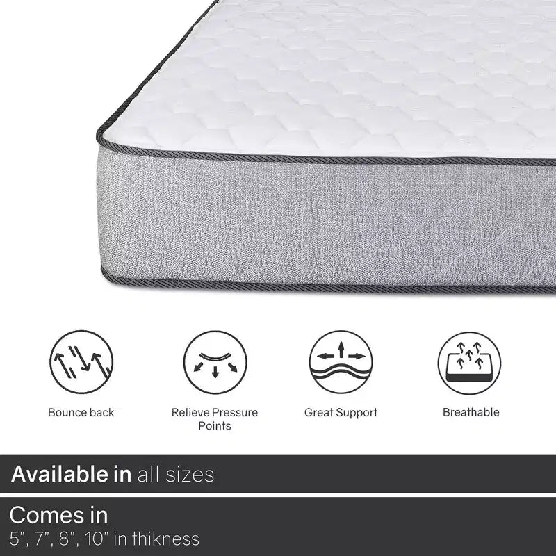 Continental Sleep, matelas en mousse haute densité de 10 pouces à plateau-coussin, fermeté moyenne,