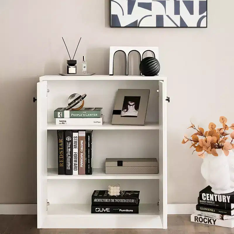 Meuble de rangement 2 portes Costway avec 3 étagères, buffet pour cuisine, couloir
