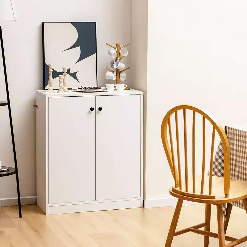 Meuble de rangement 2 portes Costway avec 3 étagères, buffet pour cuisine, couloir