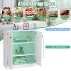 Meuble de rangement 2 portes Costway avec 3 étagères, buffet pour cuisine, couloir