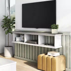 Meuble TV mural flottant Muyton Farmhouse à 3 étagères pour téléviseurs jusqu'à 70 po - miBasics