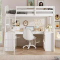 Twin size Wooden Loft Bed with Drawers, Cabinet, Shelves and Desk-ModernLuxe