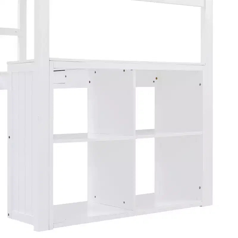 Lit superposé en bois taille double avec tiroirs, armoire, étagères et bureau - ModernLuxe