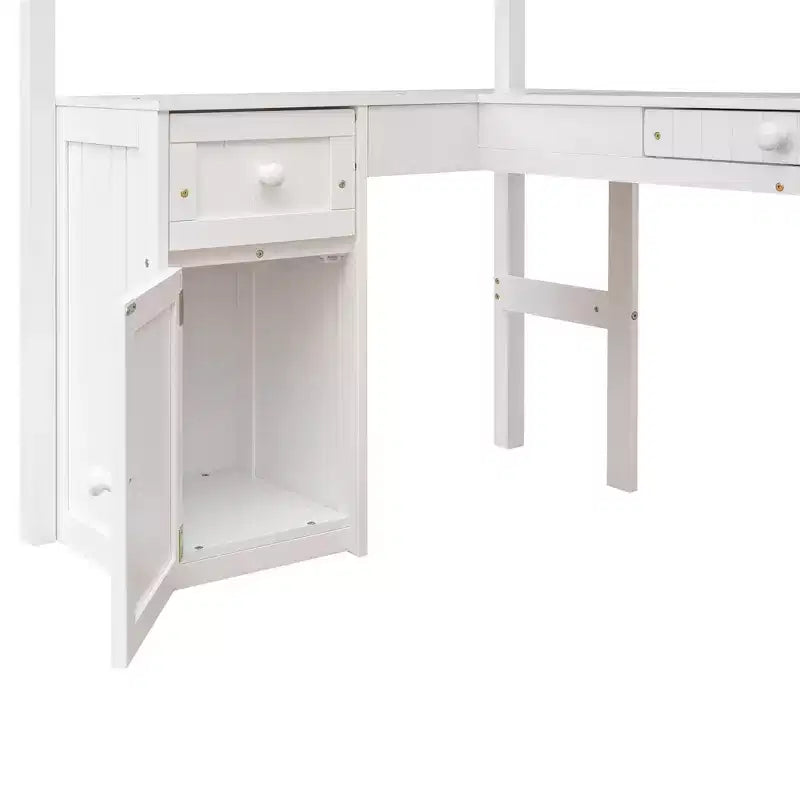 Lit superposé en bois taille double avec tiroirs, armoire, étagères et bureau - ModernLuxe