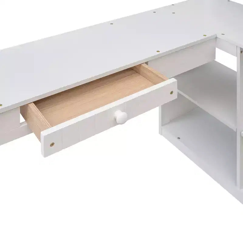 Lit superposé en bois taille double avec tiroirs, armoire, étagères et bureau - ModernLuxe