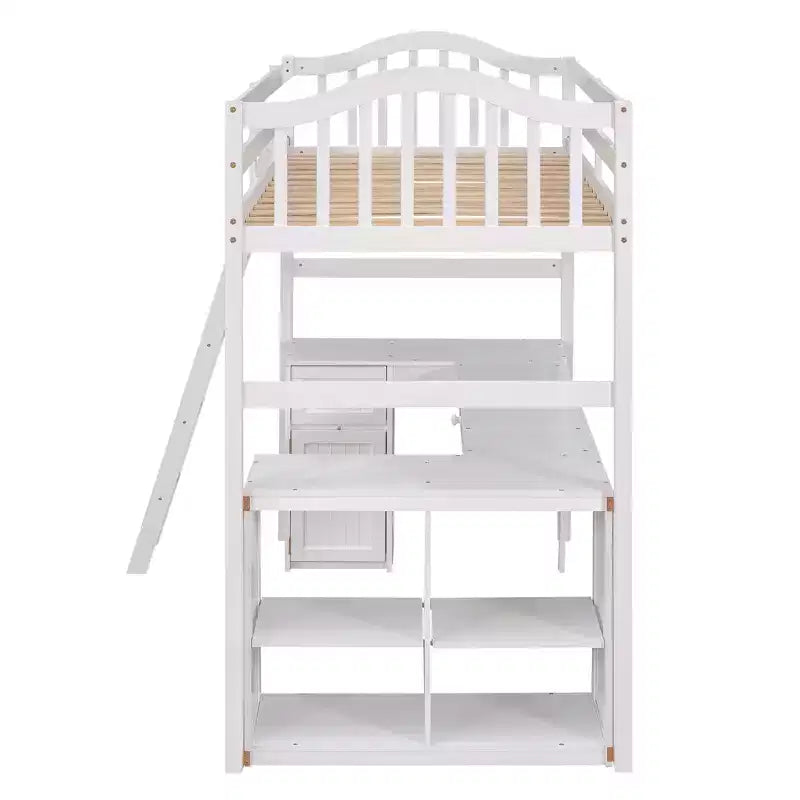 Lit superposé en bois taille double avec tiroirs, armoire, étagères et bureau - ModernLuxe