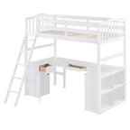Lit superposé en bois taille double avec tiroirs, armoire, étagères et bureau - ModernLuxe