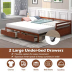 Lit de repos double Costway convertible en lit king-size avec 2 tiroirs, canapé-lit en bois pour chambre et salon, blanc/cerisier