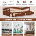 Lit de repos double Costway convertible en lit king-size avec 2 tiroirs, canapé-lit en bois pour chambre et salon, blanc/cerisier
