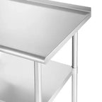 Table en acier inoxydable GRIDMANN avec dosseret et 4 roulettes, table de travail et de préparation de cuisine commerciale NSF