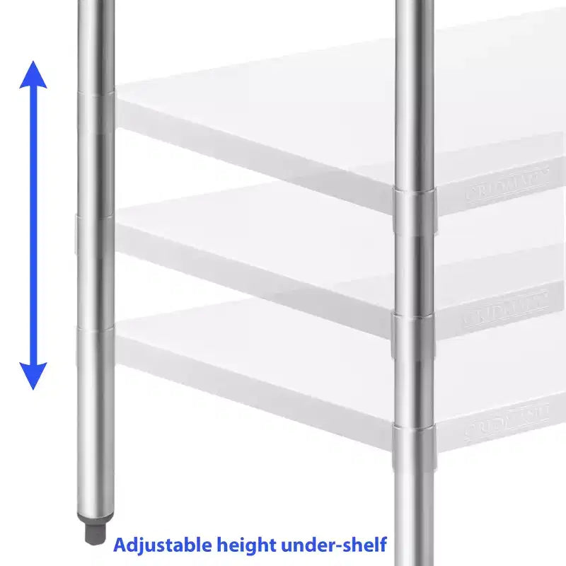 Table en acier inoxydable GRIDMANN avec dosseret et 4 roulettes, table de travail et de préparation de cuisine commerciale NSF