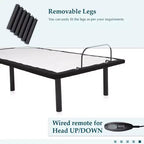 Continental Sleep, sommier réglable de 15 po avec tissus décoratifs, barre de retenue de pied protectrice, 12 pattes durables vissables brevetées